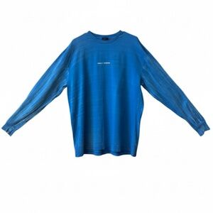 Daily Paper “Nairo” Long Sleeve Shirt Blue With Lt Blue Subtle Stripes Large EUC